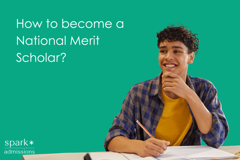 Smiling male student holding pencil and notebook