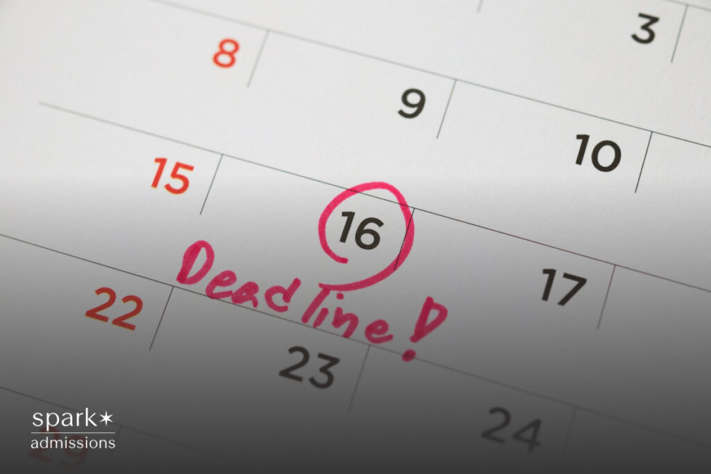 A paper calendar highlights the 16th day circled in red with “Deadline!” written beside it