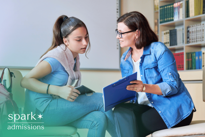 College admissions consultant mentoring a high school student