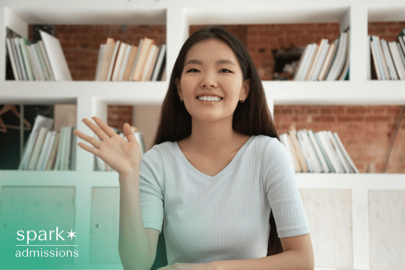 Female student using Glimpse platform for college video introduction