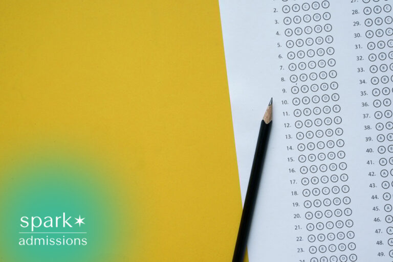 Multiple choice answer sheet with pencil on yellow background