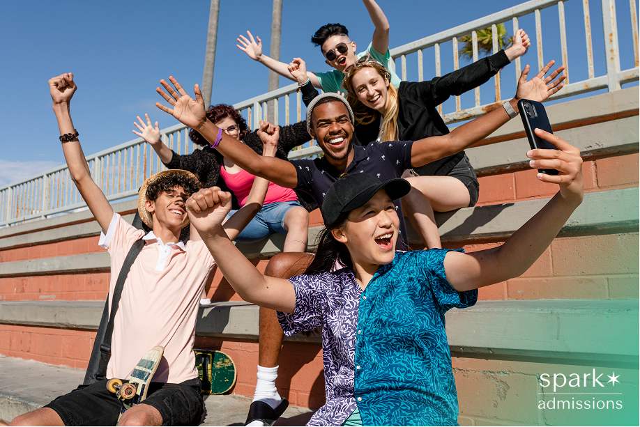 Group shot of best friends, summer in Venice Beach, Los Angeles