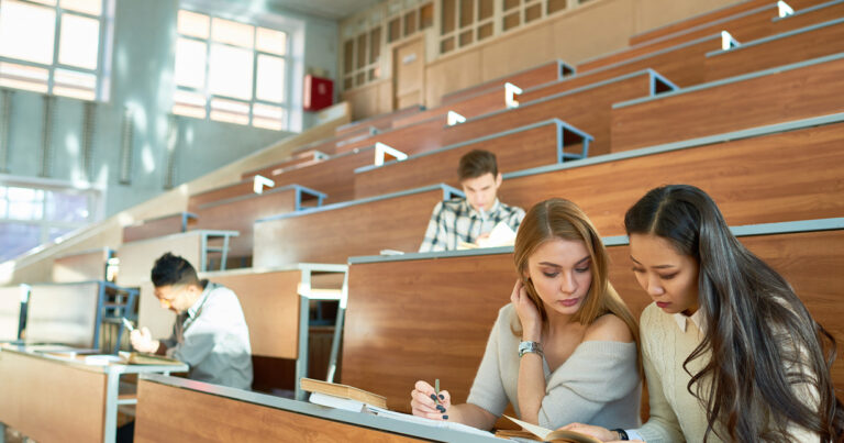 Few College students in lecture hall
