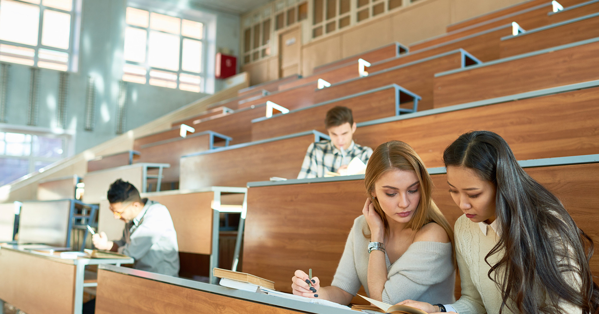 Few College students in lecture hall