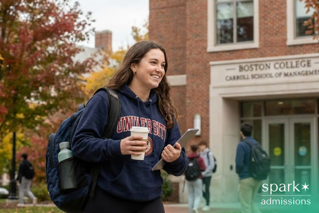 Female undergraduate business school student studying in Massachusetts